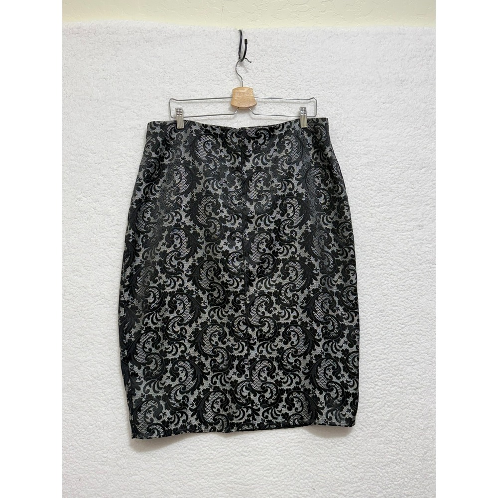 Worthington Women Black Lace Overlay Pencil Skirt Elegant Business Casual Size M